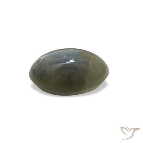 0.51カラットの天然グレーグリーンCat's Eye Alexandrite（5.5×3.7 mm・オーバルカット）