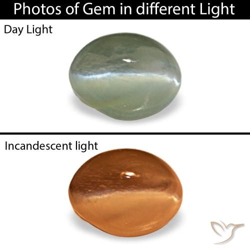 0.54カラットの天然ミディアムグリーンCat's Eye Alexandrite（5×3.8 mm・オーバルカット）