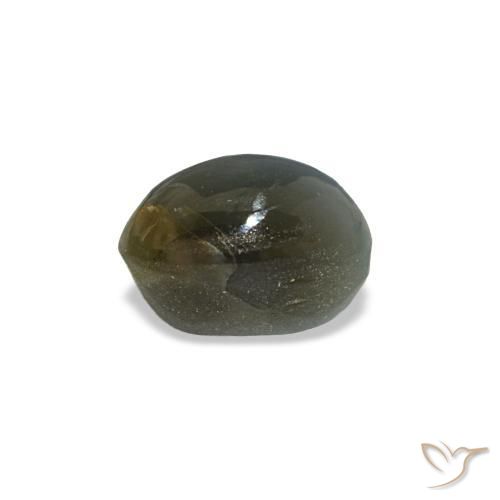 0.52カラットの天然グレーグリーンCat's Eye Alexandrite（5×3.4 mm・オーバルカット）