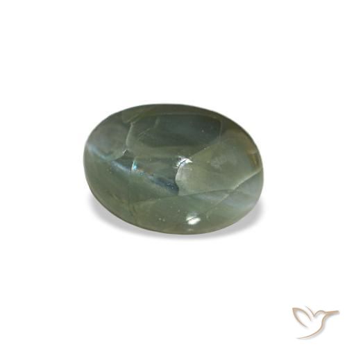 0.44カラットの天然ミディアムグリーンCat's Eye Alexandrite（5.2×3.7 mm・オーバルカット）