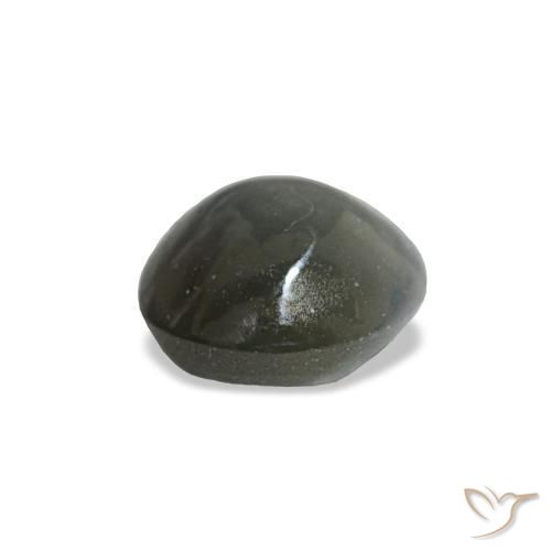 0.51カラットの天然濃い灰色Cat's Eye Alexandrite（4.6×4.4 mm・オーバルカット）