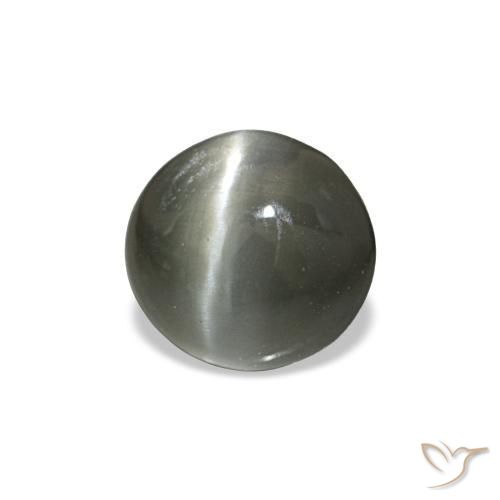 0.42カラットの天然濃い灰色Cat's Eye Alexandrite（4.6×4.3 mm・オーバルカット）