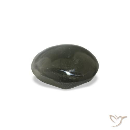 0.42カラットの天然濃い灰色Cat's Eye Alexandrite（4.6×4.3 mm・オーバルカット）