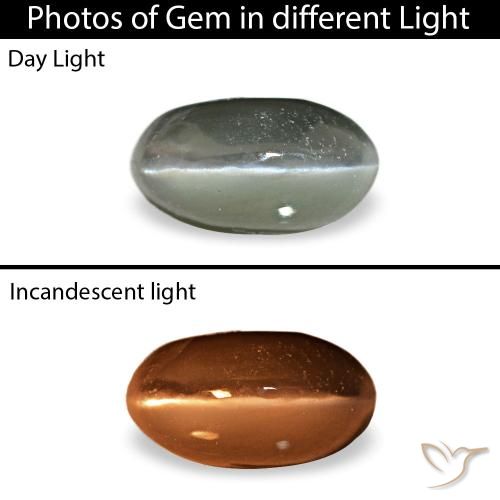 0.45カラットの天然スチールグレーCat's Eye Alexandrite（5.1×2.8 mm・オーバルカット）