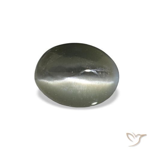 0.42カラットの天然スチールグレーCat's Eye Alexandrite（5.2×3.9 mm・オーバルカット）