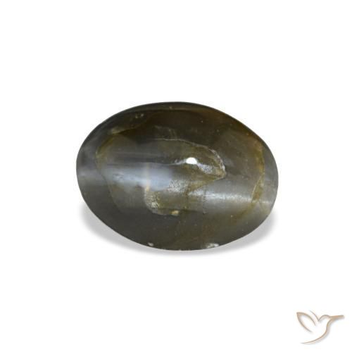 0.48カラットの天然スチールグレーCat's Eye Alexandrite（5.6×4.2 mm・オーバルカット）