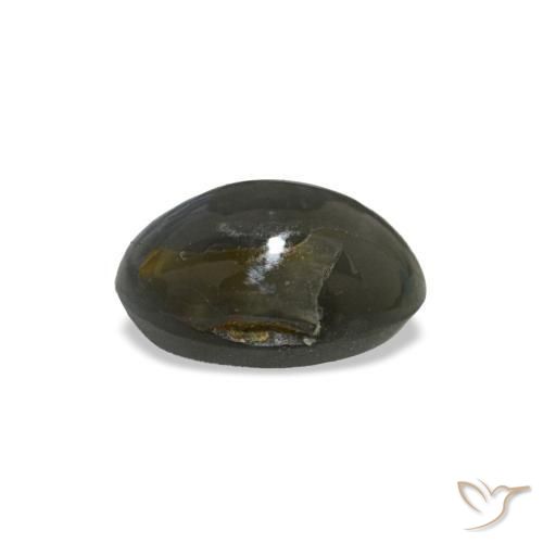 0.46カラットの天然濃い灰色Cat's Eye Alexandrite（5.3×3.3 mm・オーバルカット）