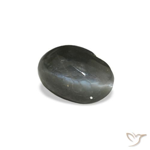 0.41カラットの天然濃い灰色Cat's Eye Alexandrite（4.8×3.3 mm・オーバルカット）