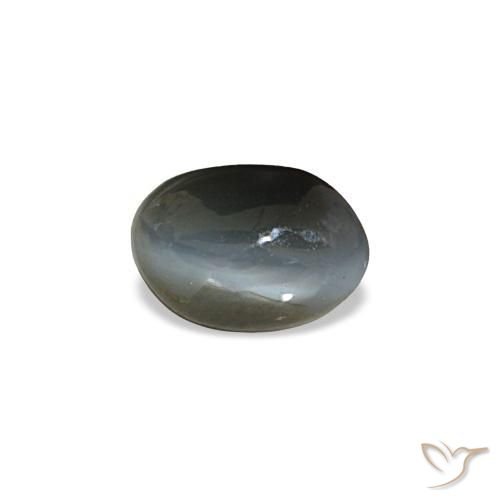 0.45カラットの天然薄い緑がかった灰色Cat's Eye Alexandrite（5.2×3.6 mm・オーバルカット）