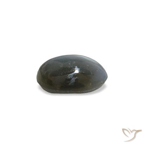 0.45カラットの天然薄い緑がかった灰色Cat's Eye Alexandrite（5.2×3.6 mm・オーバルカット）