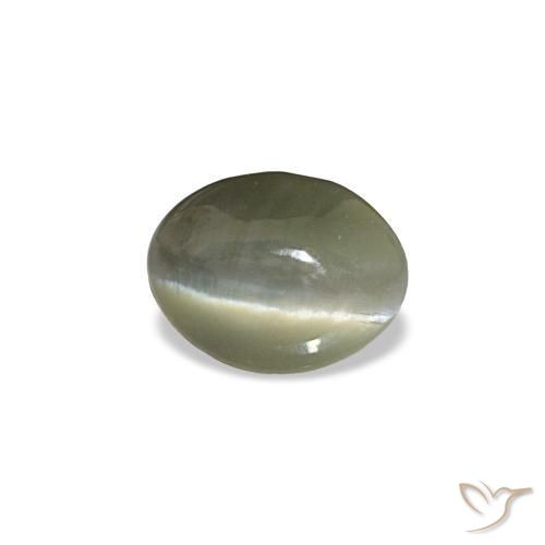 0.44カラットの天然灰色がかった黒Cat's Eye Alexandrite（5.1×3.9 mm・オーバルカット）