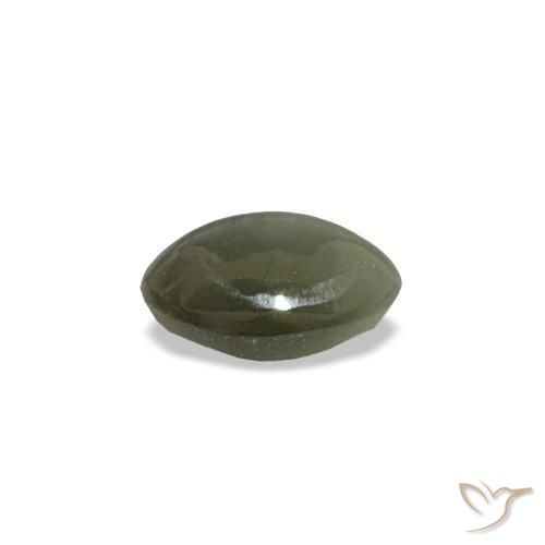 0.44カラットの天然灰色がかった黒Cat's Eye Alexandrite（5.1×3.9 mm・オーバルカット）