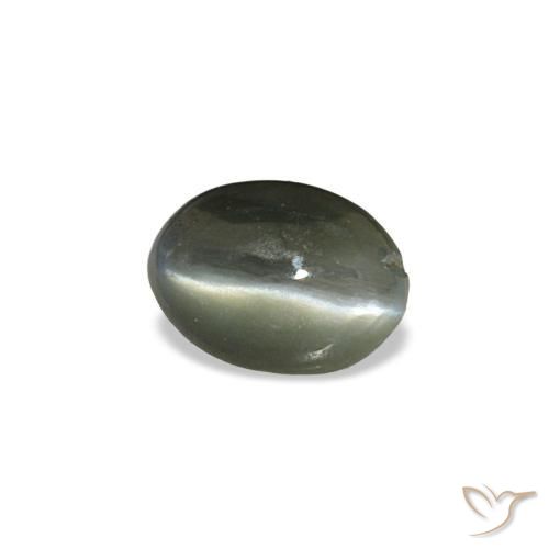 0.39カラットの天然薄い緑がかった灰色Cat's Eye Alexandrite（5.1×3.7 mm・オーバルカット）