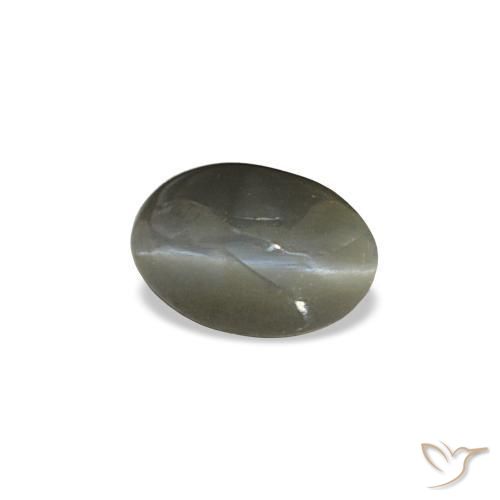 0.47カラットの天然薄い緑がかった灰色Cat's Eye Alexandrite（5.5×3.7 mm・オーバルカット）