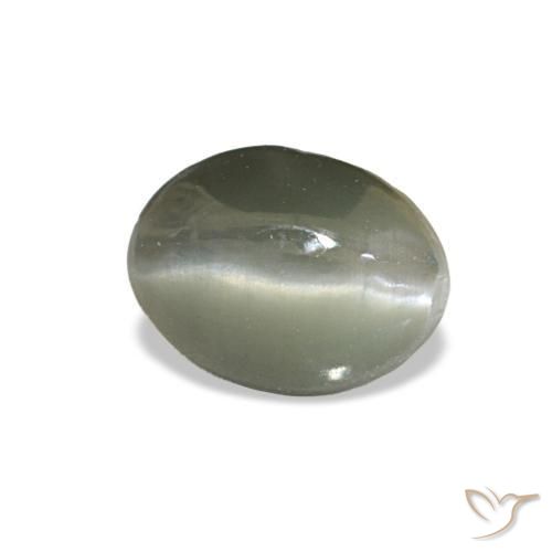 1.03カラットの天然薄い緑がかった灰色Cat's Eye Alexandrite（6.1×4.6 mm・オーバルカット）