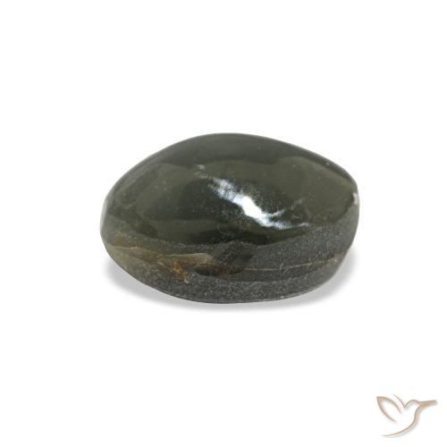 1.03カラットの天然薄い緑がかった灰色Cat's Eye Alexandrite（6.1×4.6 mm・オーバルカット）