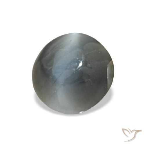 0.93カラットの天然薄い緑がかった灰色Cat's Eye Alexandrite（5.62 mm・ラウンドカット）