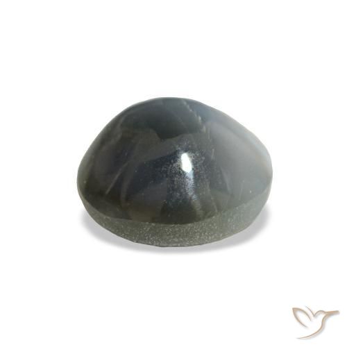 0.93カラットの天然薄い緑がかった灰色Cat's Eye Alexandrite（5.62 mm・ラウンドカット）