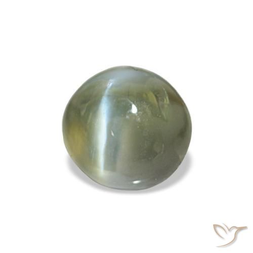0.60カラットの天然ミディアムグリーンCat's Eye Alexandrite（4.8×4.5 mm・オーバルカット）