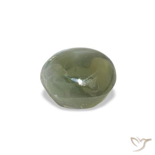 0.60カラットの天然ミディアムグリーンCat's Eye Alexandrite（4.8×4.5 mm・オーバルカット）