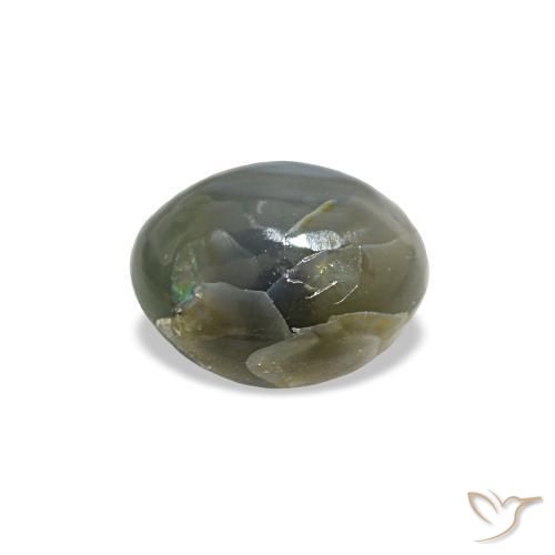 0.79カラットの天然ミディアムグレーCat's Eye Alexandrite（5.3×4.7 mm・オーバルカット）