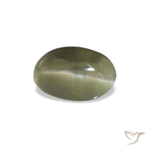 0.34カラットの天然ミディアムグリーンCat's Eye Alexandrite（5.4×3.5 mm・オーバルカット）