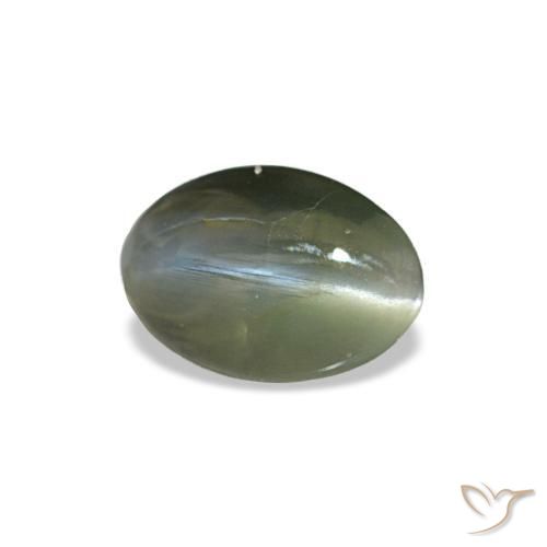 0.38カラットの天然Medium Deep-GreenCat's Eye Alexandrite（5.3×3.7 mm・オーバルカット）