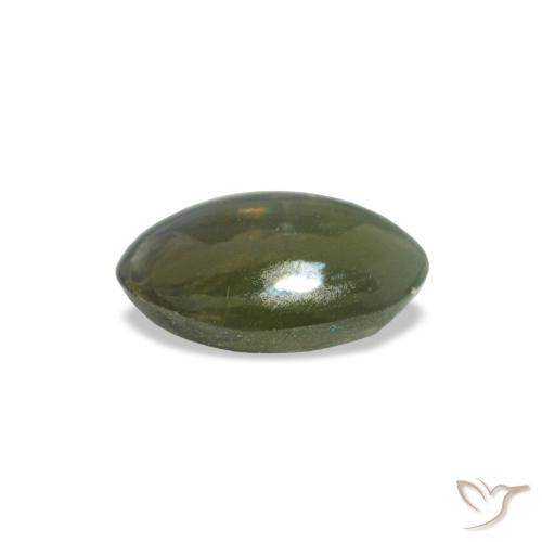 0.38カラットの天然Medium Deep-GreenCat's Eye Alexandrite（5.3×3.7 mm・オーバルカット）