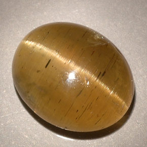 5.96カラットの天然イエローグリーンキャッツアイアパタイト、透明、透明/半透明