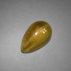 4.09カラットの天然緑がかったゴールドCat's Eye Apatite（12.2×7.7 mm・透明）