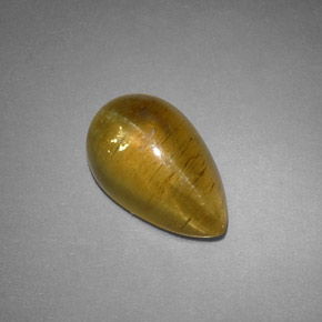 4.09カラットの天然緑がかったゴールドCat's Eye Apatite（12.2×7.7 mm・透明）