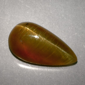 2.89カラットの天然ハニーキャッツアイアパタイト、洋梨の形、半透明