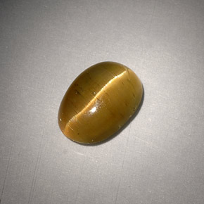 3.01カラットの天然緑がかったゴールドCat's Eye Apatite（9.8×7 mm・オーバルカット）