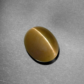 5.72カラットの天然イエローグリーンCat's Eye Apatite（11.2×9.1 mm・透明）