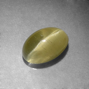 1.31カラットの天然イエローグリーンCat's Eye Apatite（7.2×4.9 mm・オーバルカット）