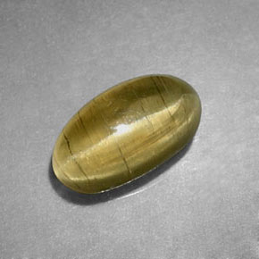 1.29カラットの天然イエローグリーンキャッツアイアパタイト、透明、透明/半透明