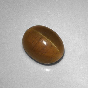 2.85カラットの天然緑がかったゴールドCat's Eye Apatite（8.7×6.6 mm・透明）