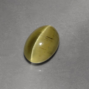 1.47カラットの天然ゴールデングリーンアパタイトキャッツアイ、透明、透明/半透明