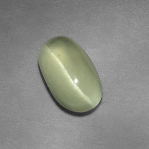 1.64カラットの天然ゴールデングリーンCat's Eye Apatite（9.3×5.5 mm・透明）