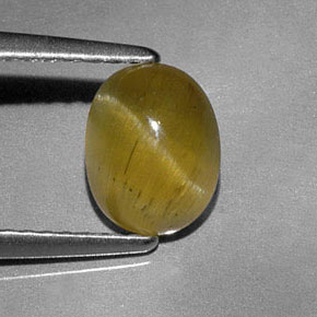 1.44カラットの天然ゴールデングリーンアパタイトキャッツアイ、透明、透明/半透明