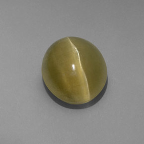 4.80カラットの天然グリーンCat's Eye Apatite（10.6×8.9 mm・透明）