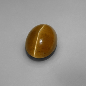 6.13カラットの天然緑がかったゴールドCat's Eye Apatite（12.3×9.4 mm・透明）