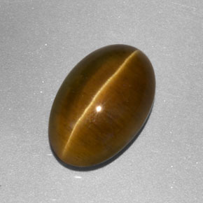 3.86カラットの天然緑がかったゴールドCat's Eye Apatite（11.3×7.5 mm・透明）