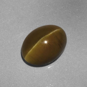 3.52カラットの天然緑がかったゴールドCat's Eye Apatite（9.6×7.2 mm・透明）