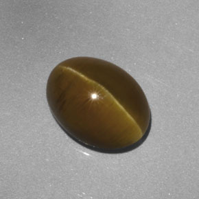 3.52カラットの天然緑がかったゴールドCat's Eye Apatite（9.6×7.2 mm・透明）