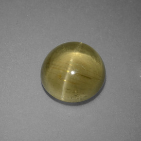 3.69カラットの天然イエローグリーンCat's Eye Apatite（9.22 mm・ラウンドカット）