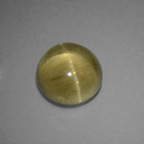 3.69カラットの天然イエローグリーンCat's Eye Apatite（9.22 mm・ラウンドカット）