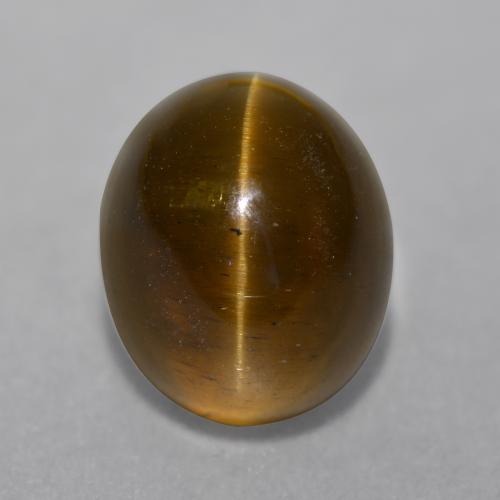 7.22カラットの天然ディープオレンジブラウンCat's Eye Apatite（11.4×9.4 mm・オーバルカット）