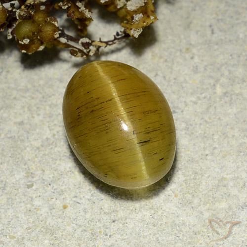 3.56ct 天然 イエローブラウン キャッツアイアパタイト, 楕円形, 半透明