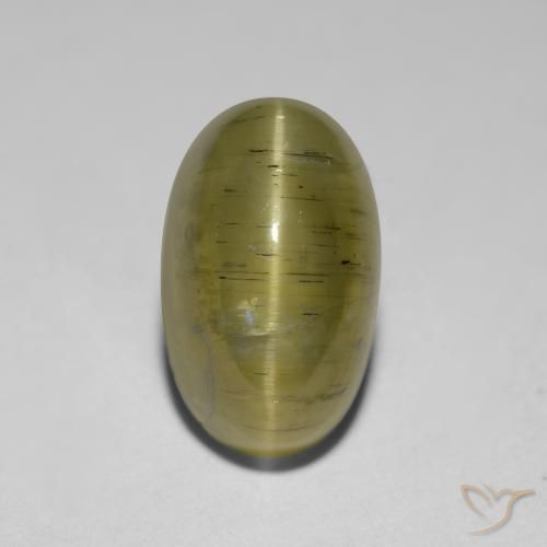 2.95ct 天然 ニュートラルイエロー キャッツアイアパタイト, 楕円形, 半透明